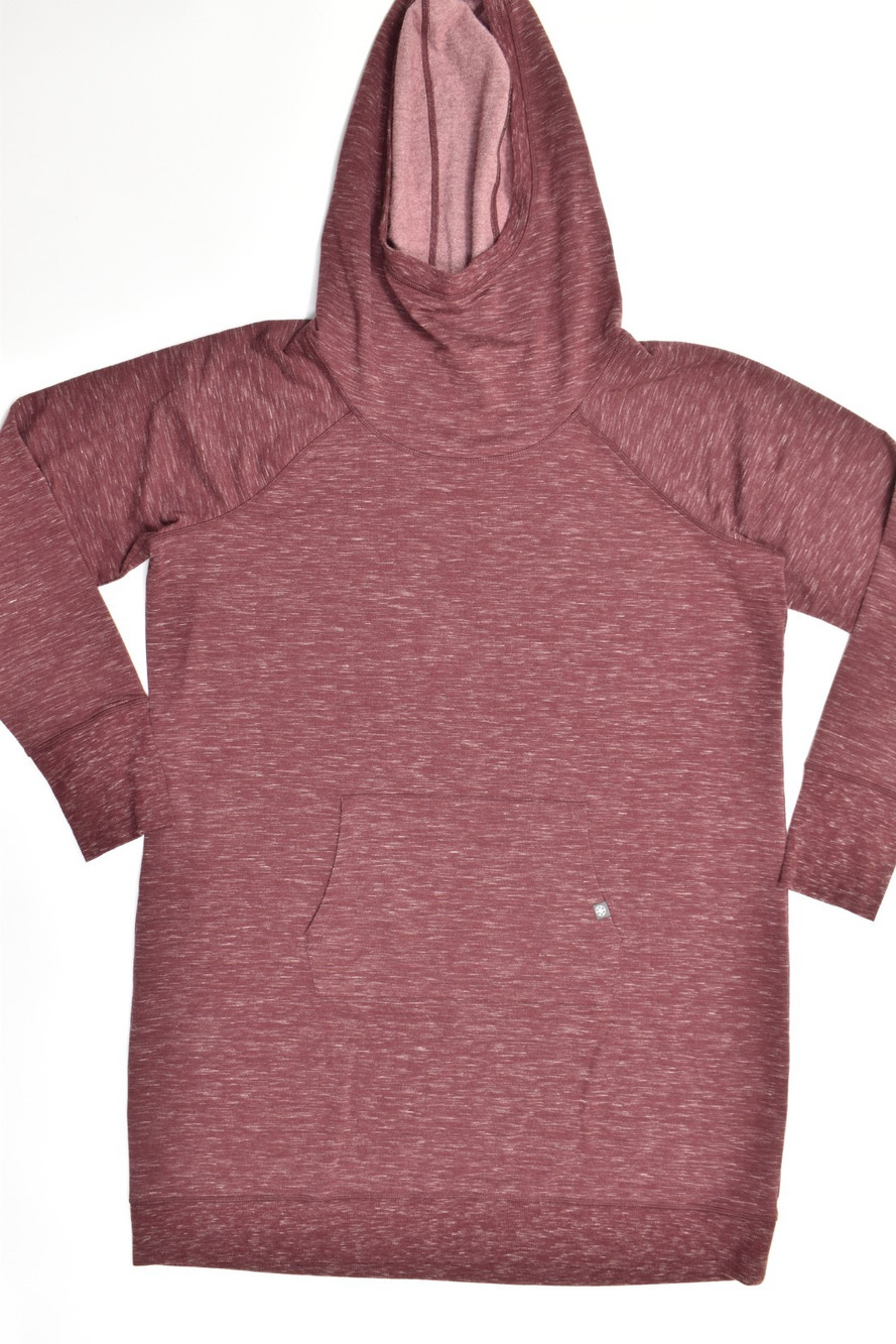 Gaiam Women's XXL Serene Fleece Dress Marled Winetasting Heather Long Sleeve
